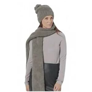 Barefoot Dreams Gray Scarf and Beanie Set
